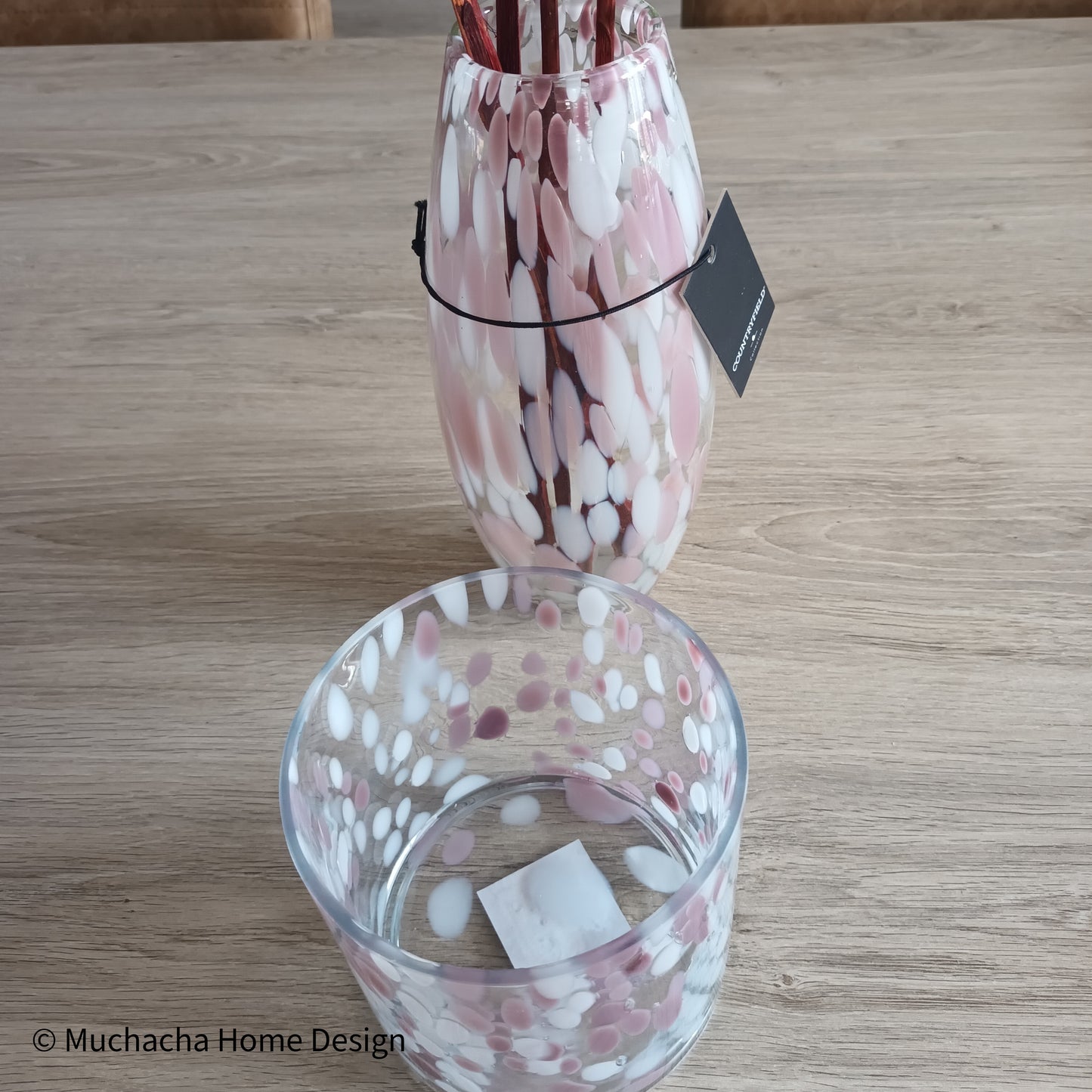Theelichthouder roze vlekken/ dots Bilbao