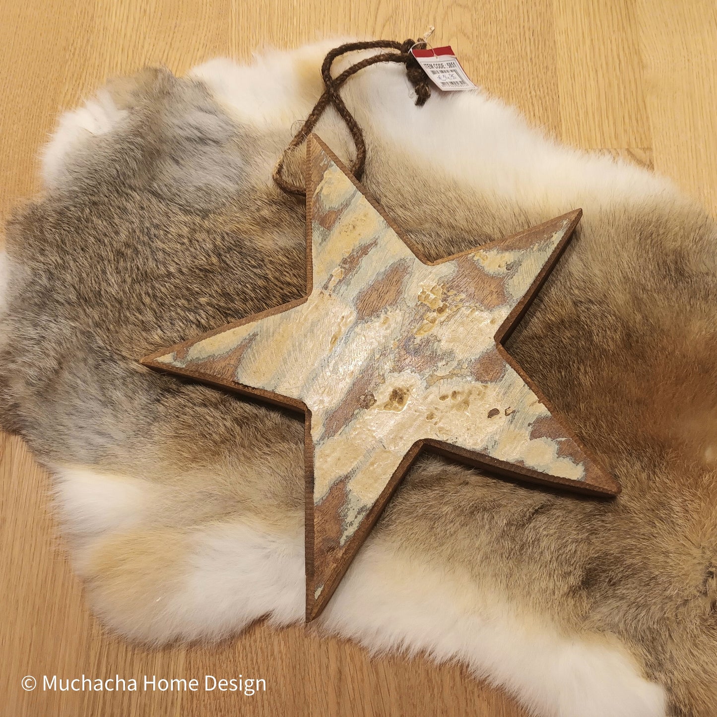 Kerstster - Hout -Old Gold - Met hanger