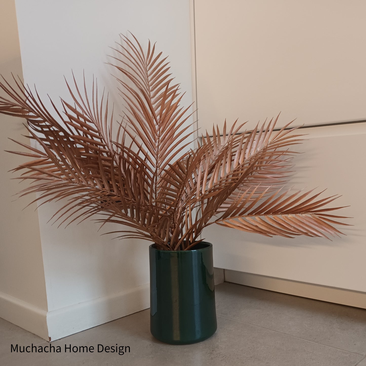 Groene metallic pot H21cm met luxueuze bronzen kunstplant