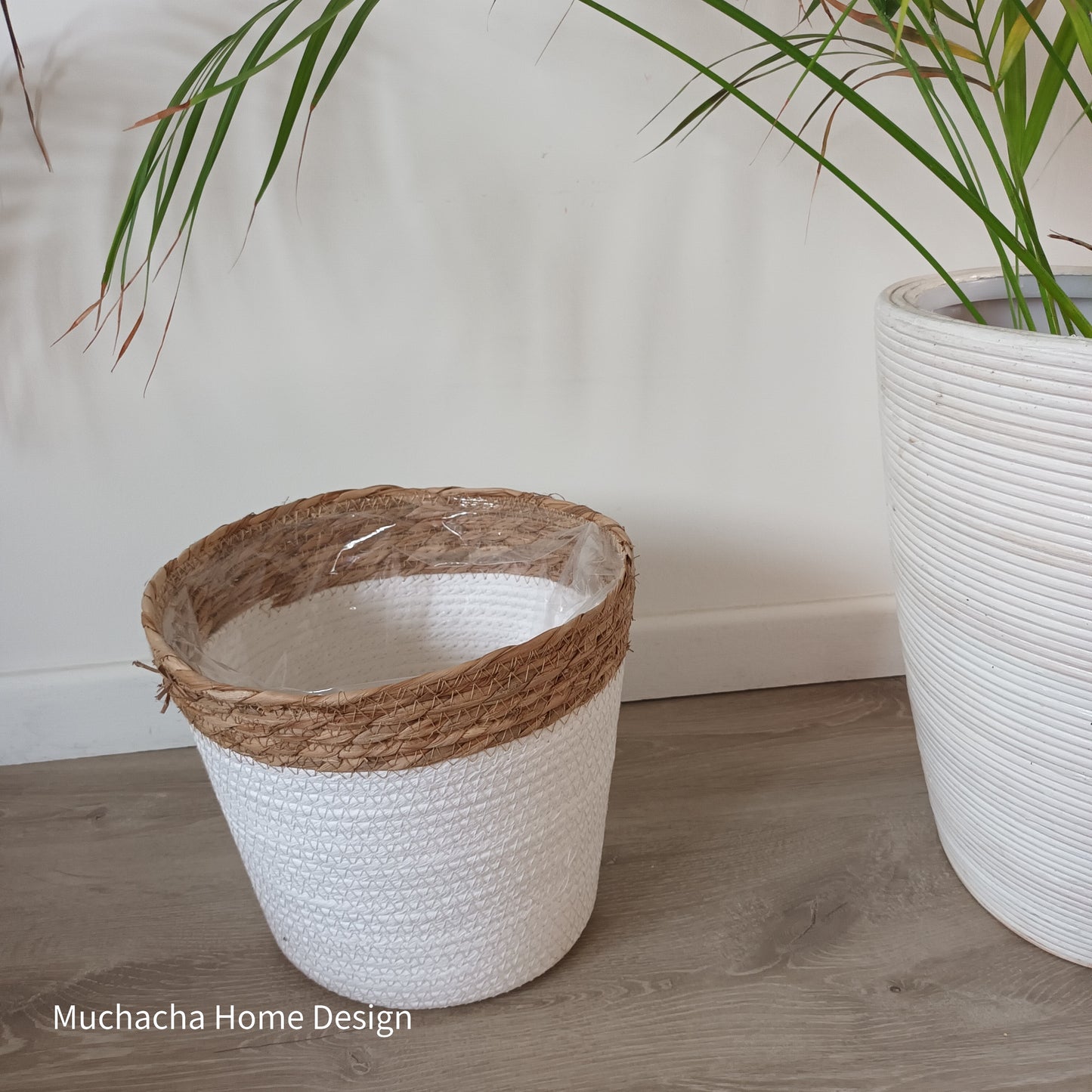 Rieten manden - White&Natural -Set van 3 - Ibiza vibe
