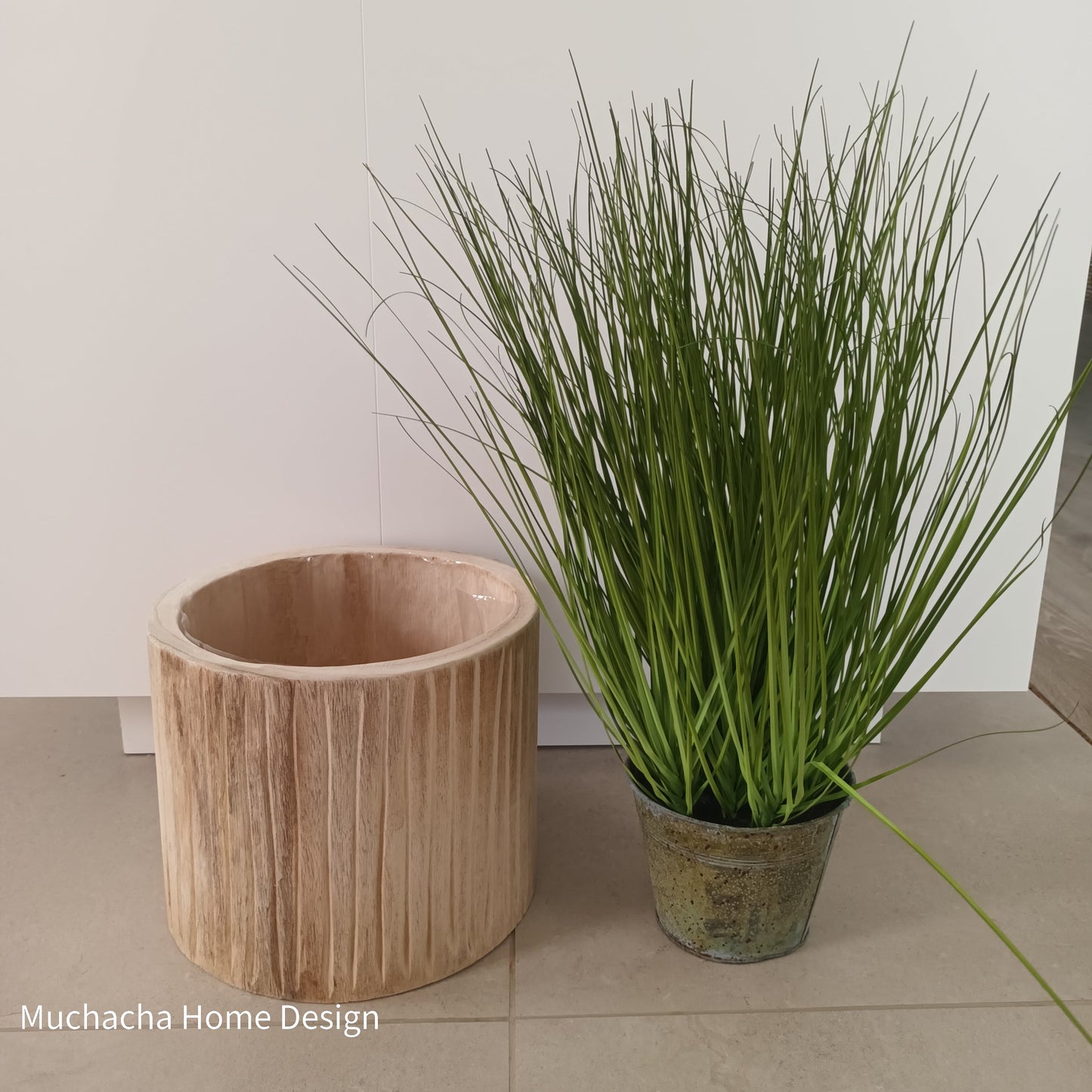 Sierplant siergras in metalen pot - Onion grass - 76 cm
