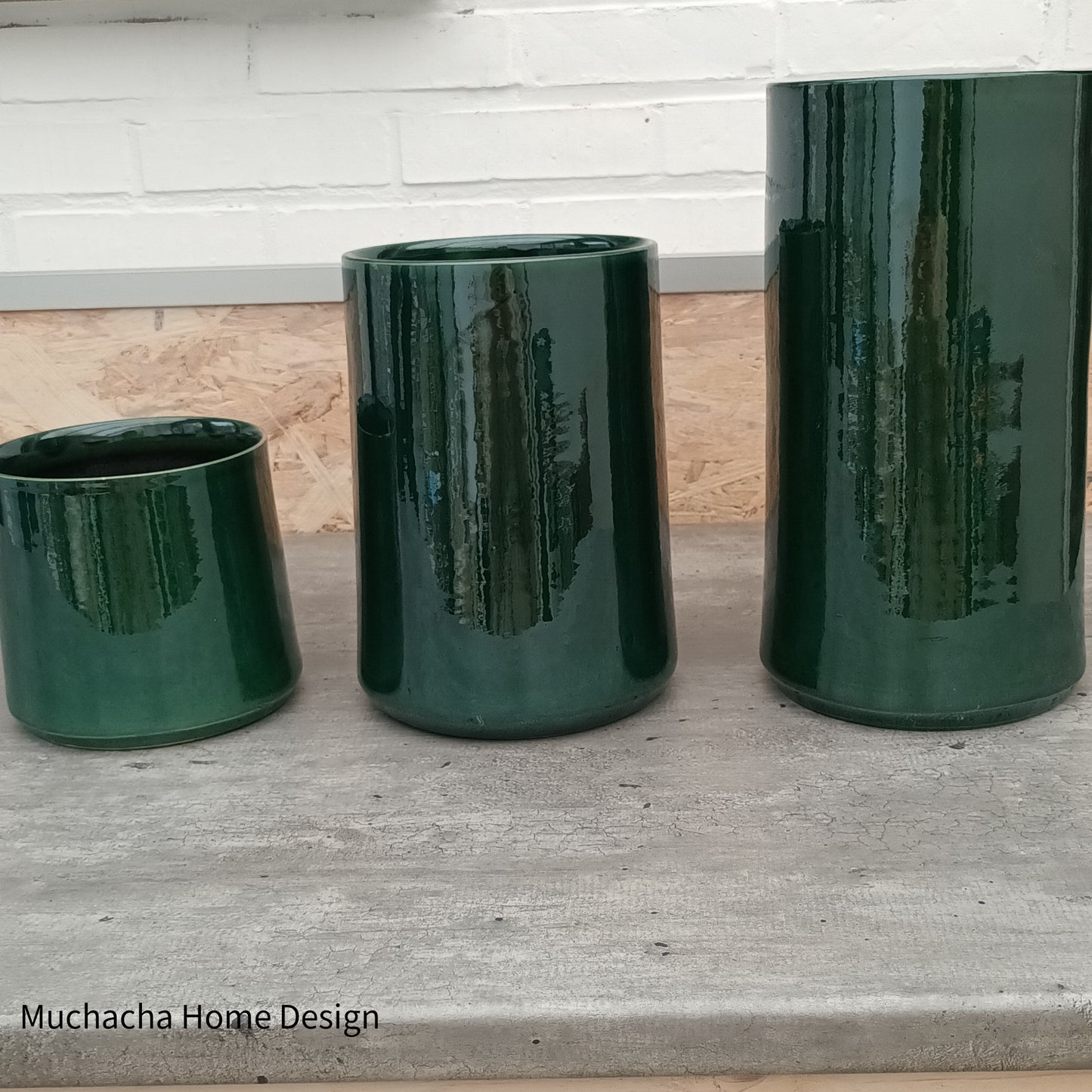 Groene metallic pot - H21cm
