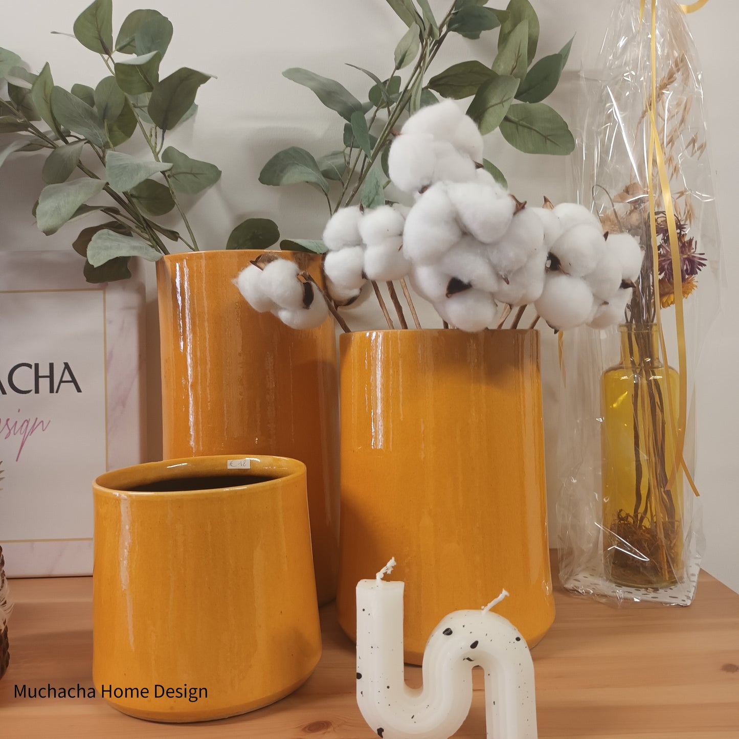 Bloempot geel H13cm - Decoratieve pot