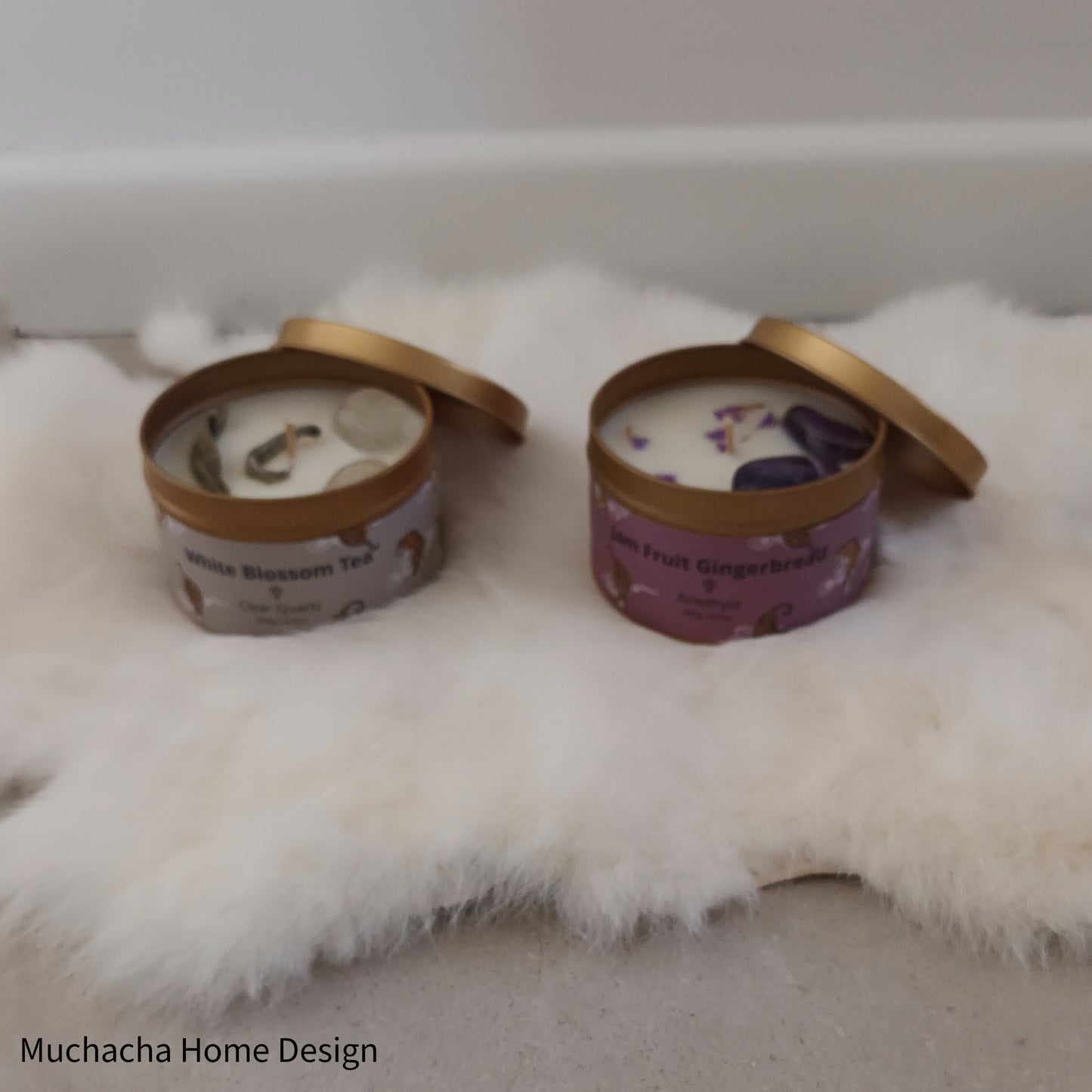 Geurkaars - Kristallen - White Blossem tea - Keep going keep growing - Muchacha Home Design - Interieuraccessoires - Dendermonde