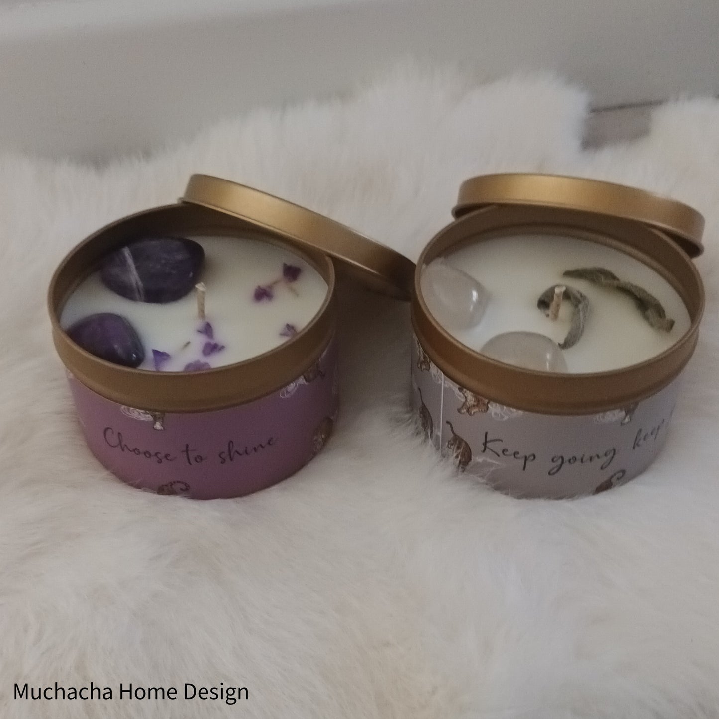 Geurkaars - Kristallen - White Blossem tea - Keep going keep growing - Muchacha Home Design - Interieuraccessoires - Dendermonde