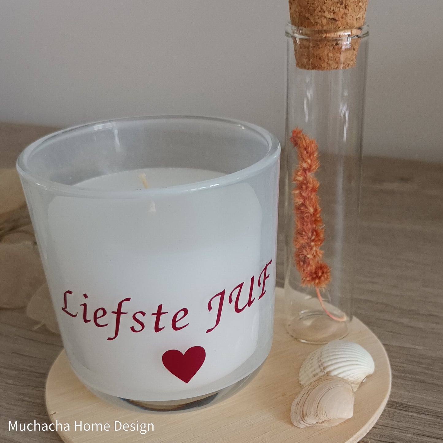 Geurkaars met droogbloemen - Liefste juf - Gepersonaliseerd