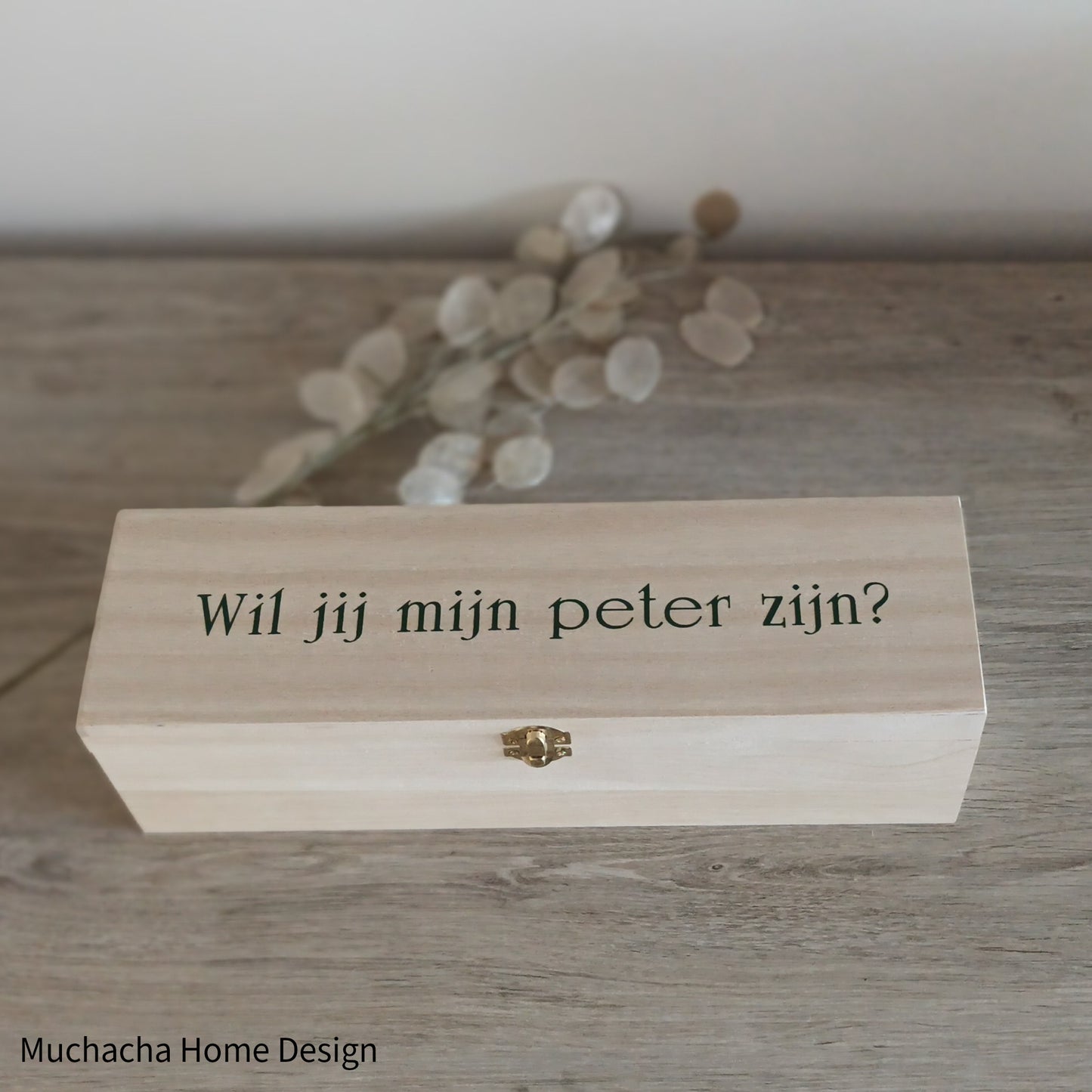 Wijnkist - Wil jij mijn peter worden? - Cadeautip - Gepersonaliseerd- Muchacha Home Design - Dendermonde