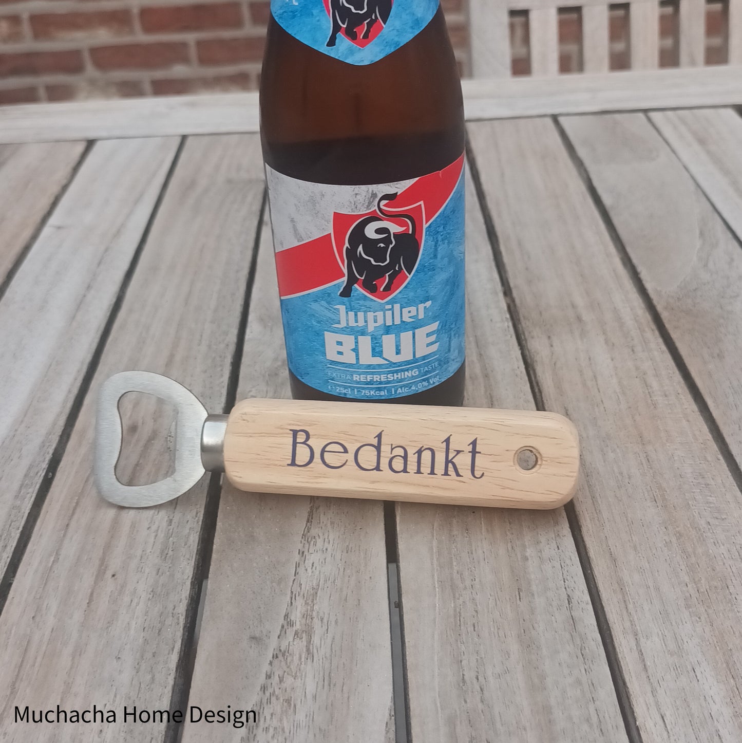 Flesopeners met gepersonaliseerde tekst - Houten bieropener -Biercadeau