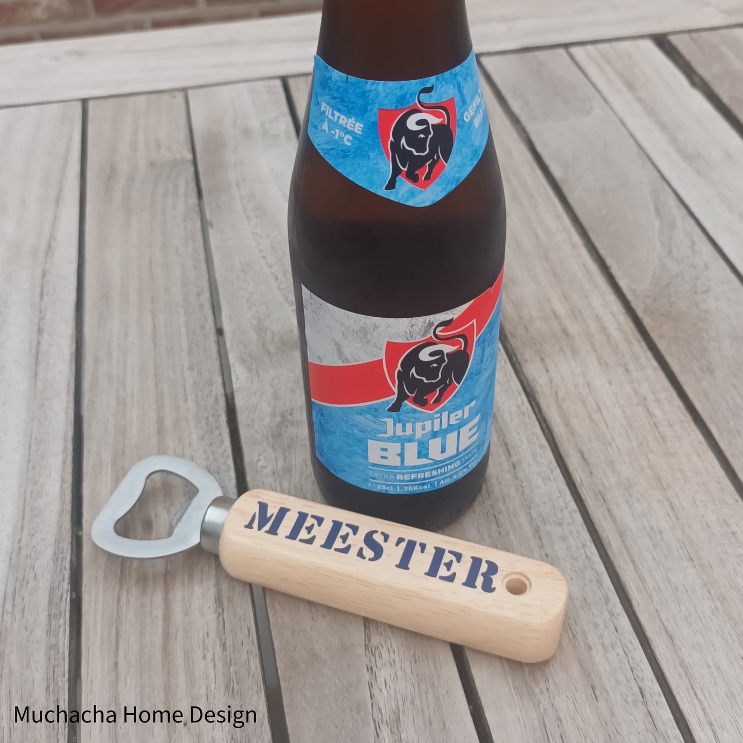 Flesopeners met gepersonaliseerde tekst - Houten bieropener -Biercadeau
