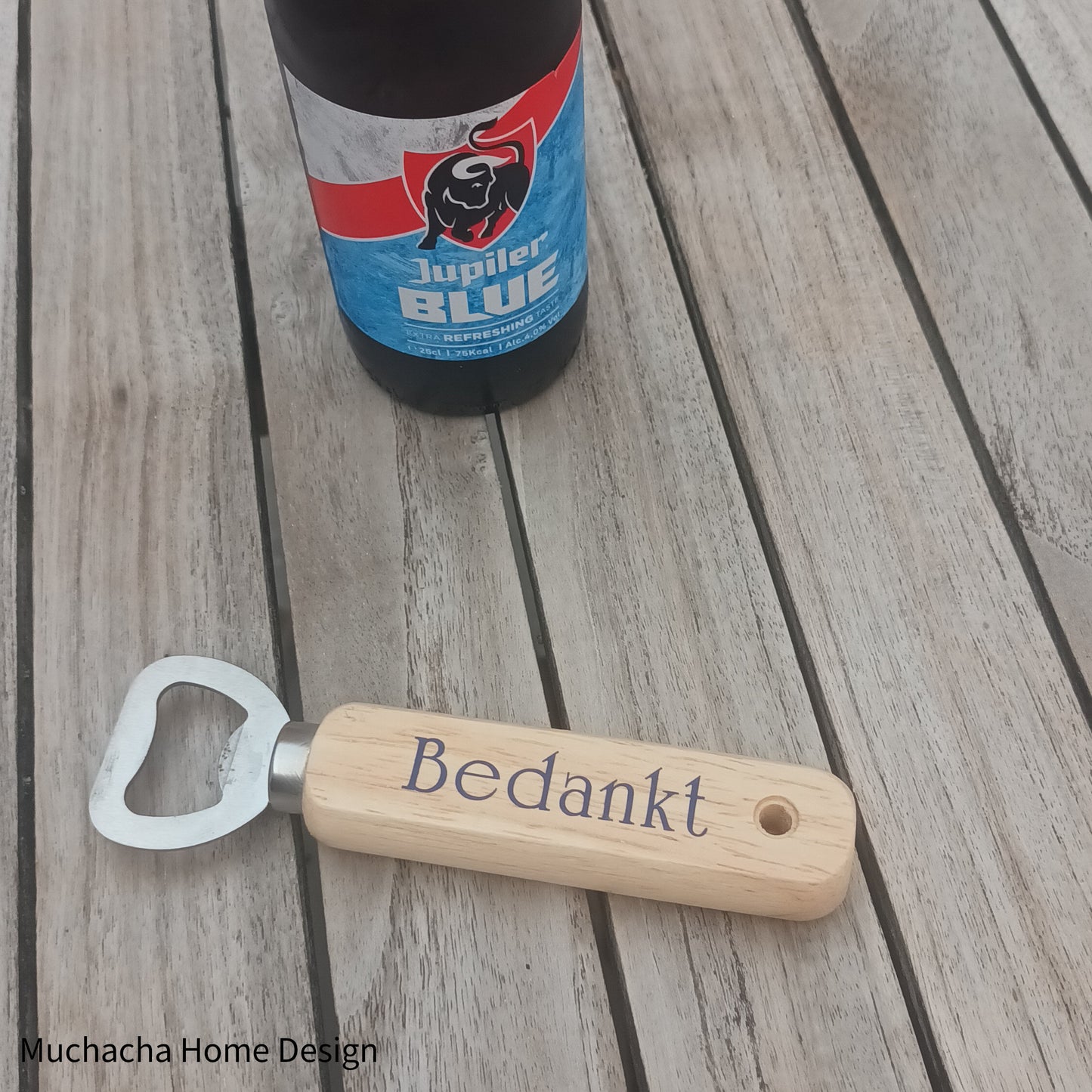 Flesopeners met gepersonaliseerde tekst - Houten bieropener -Biercadeau