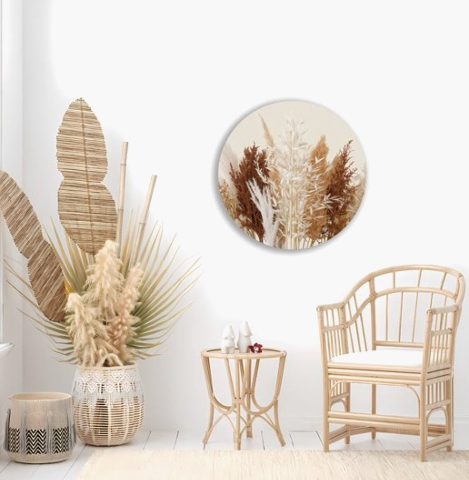 Muurcirkel - Forex - Pampas - 100 cm - verkrijgbaar in 2 designs Pampasgras