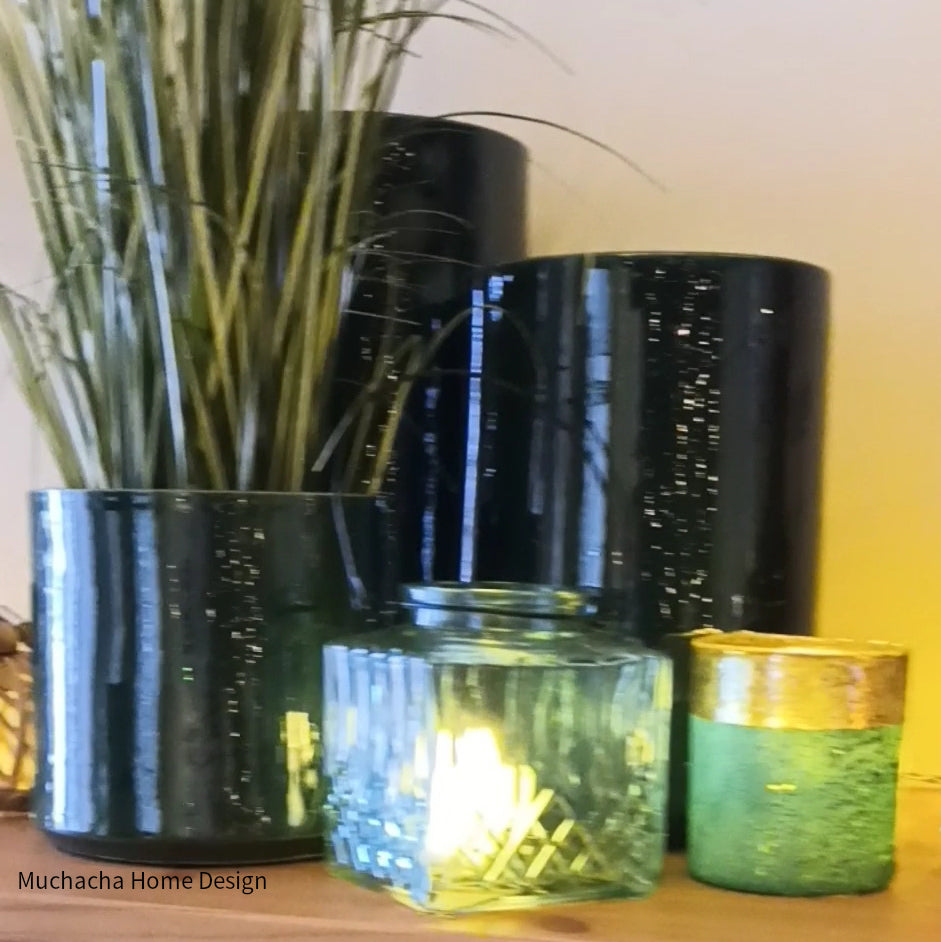 Groene metallic pot - H21cm