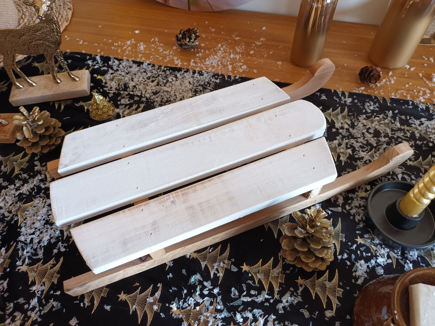 Kerstslee hout 45cmx19cmxh6,5cm