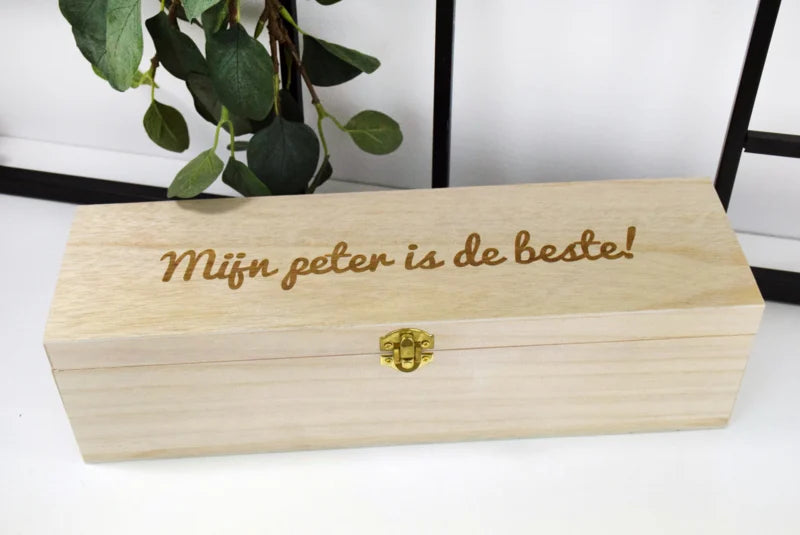 Wijnkist - Cadeau - Gepersonaliseerd - Peter vragen - Vaderdag - Einde schooljaar cadeau -Interieuraccessoires - Muchacha Home Design - Dendermonde