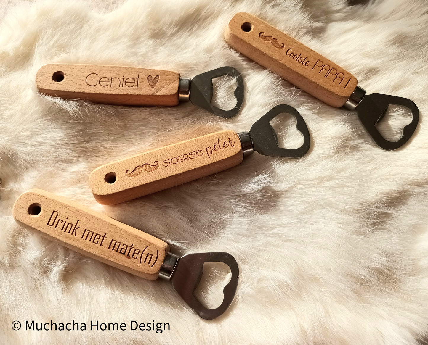 Flesopeners met gepersonaliseerde tekst - Houten bieropener -Biercadeau