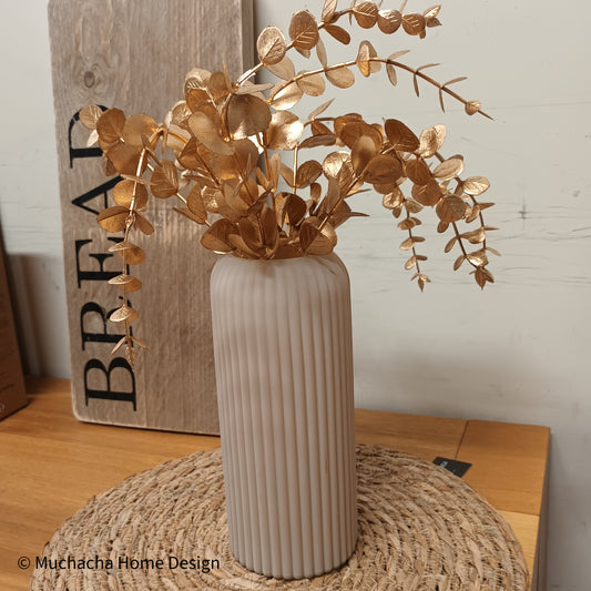 Vaas champagne met gouden eucalyptus - Feestelijk decoratieve vaas