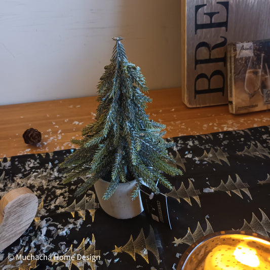 Minikerstboom - in grijze pot