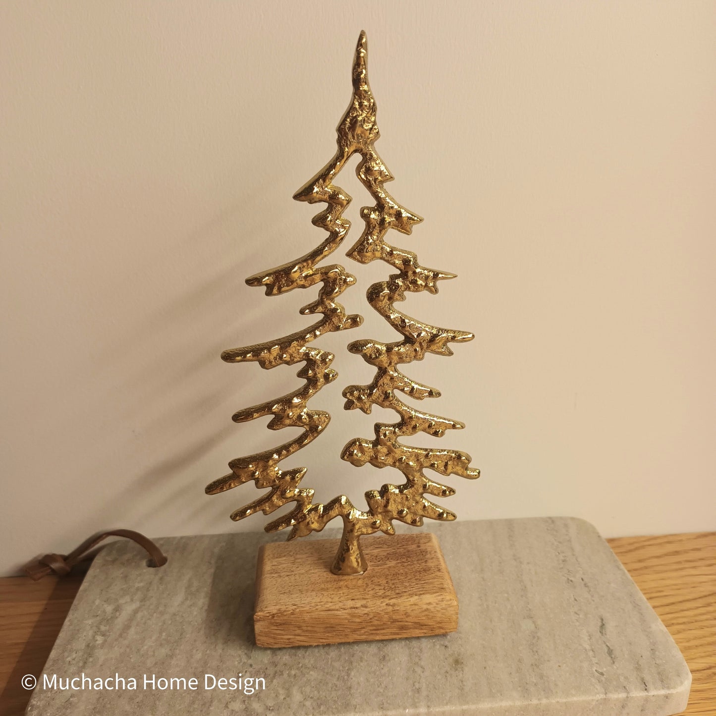 Kerstboom - Metalic Gold - Op houten staander - S