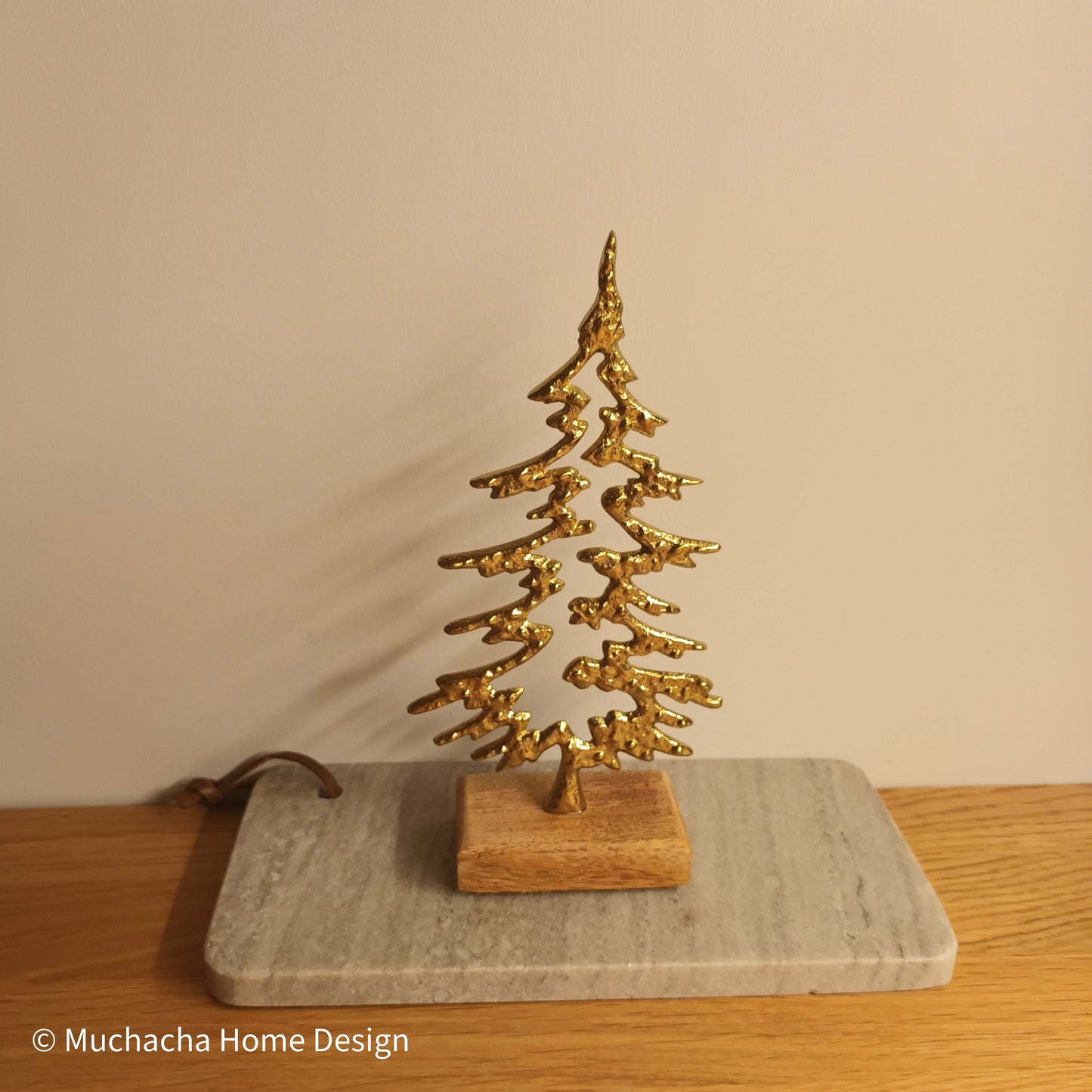 Kerstboom - Metalic Gold - Op houten staander - S