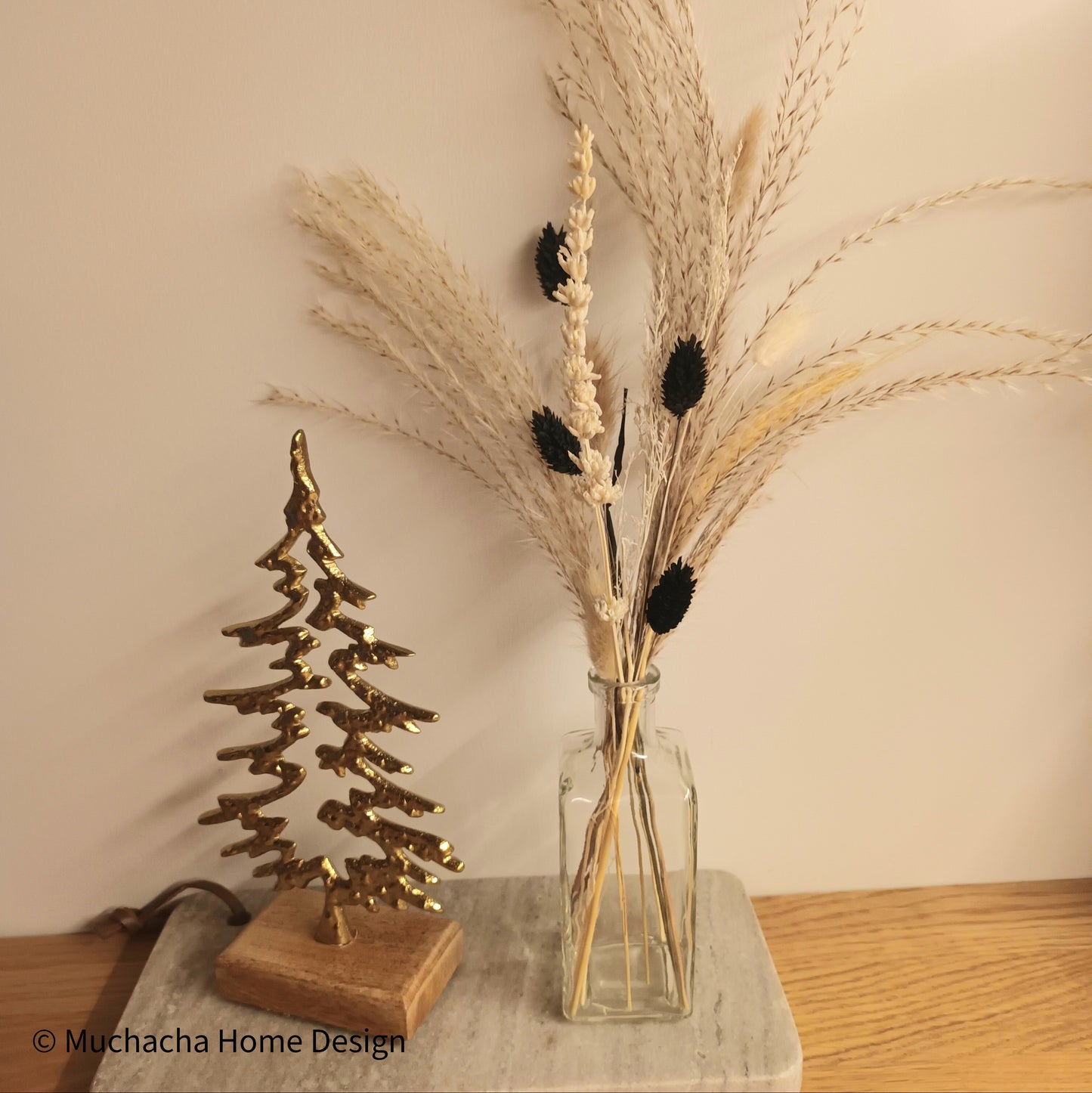 Kerstboom - Metalic Gold - Op houten staander - S