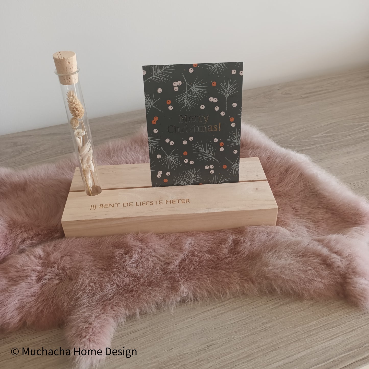 Jij bent de liefste meter - Memory shelf met droogbloemen & postkaart