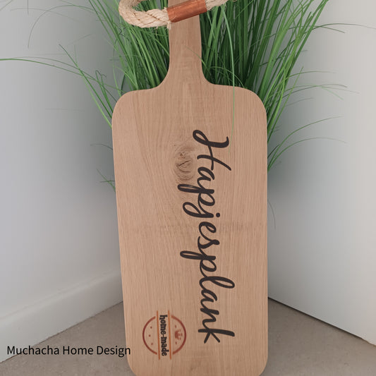 Tapasplank - Hapjesplank - Snijplank - Hout- 55cm - Stevig handvat - Gelaserd