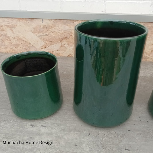 Groene metallic pot - H21cm