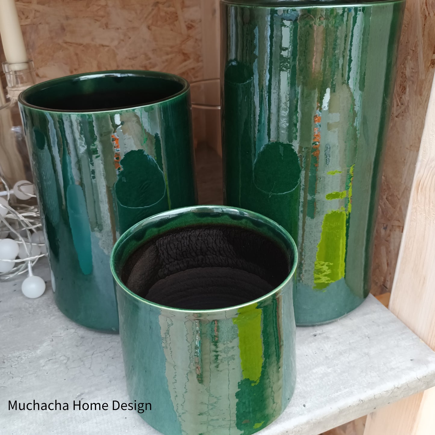 Groene metallic pot - H28cm