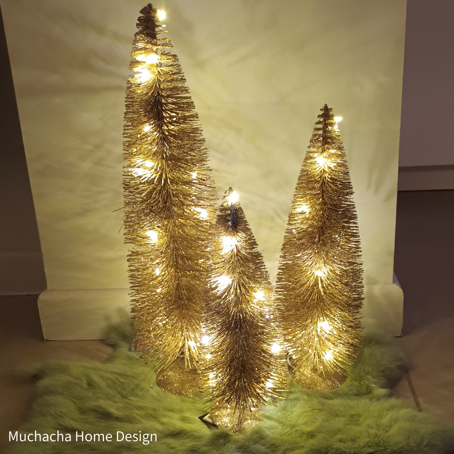 Kerstboom - Goud - Met ledlichtjes en batterijen - L