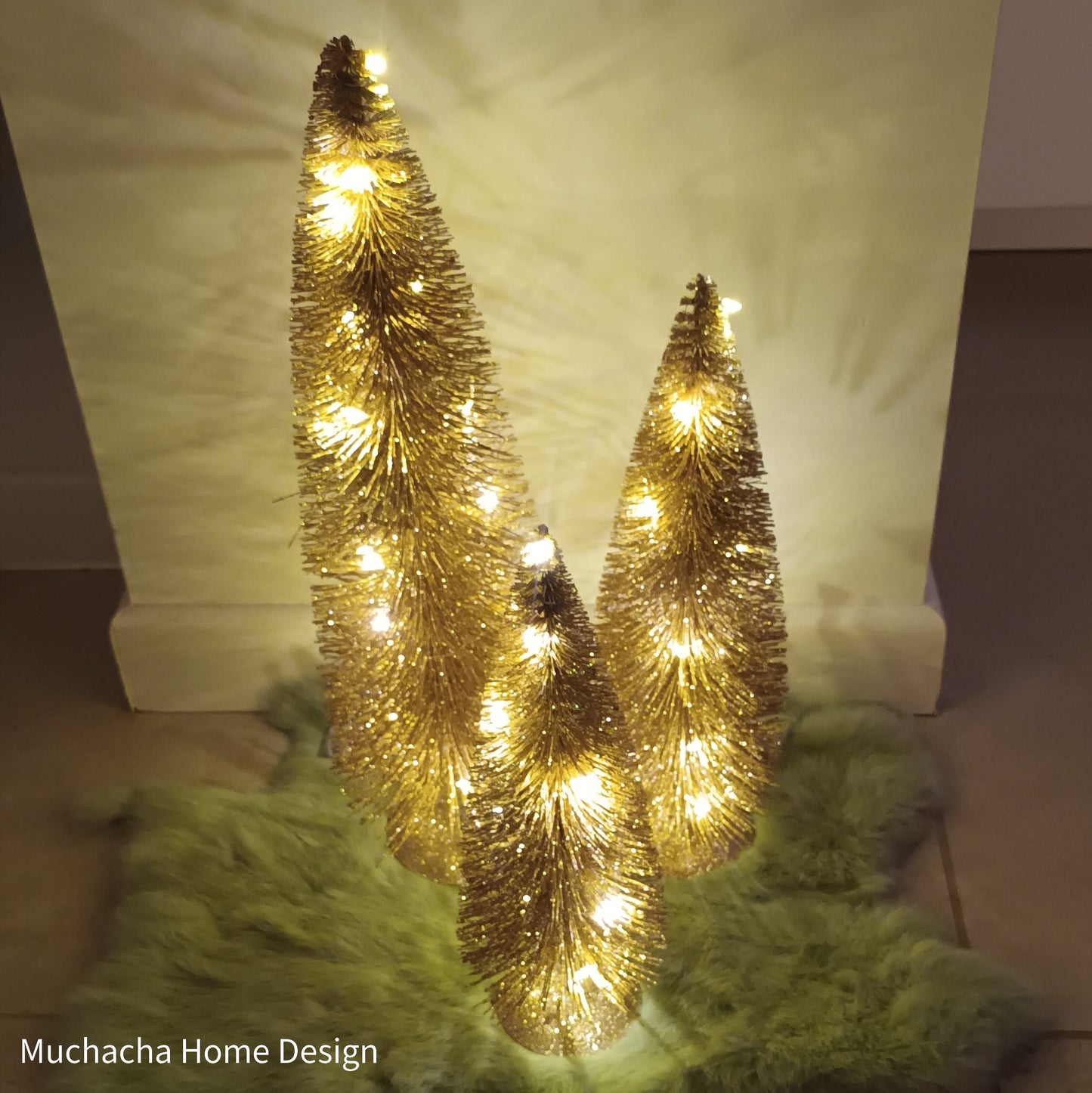 Kerstboom - Goud - Met ledlichtjes en batterijen - L