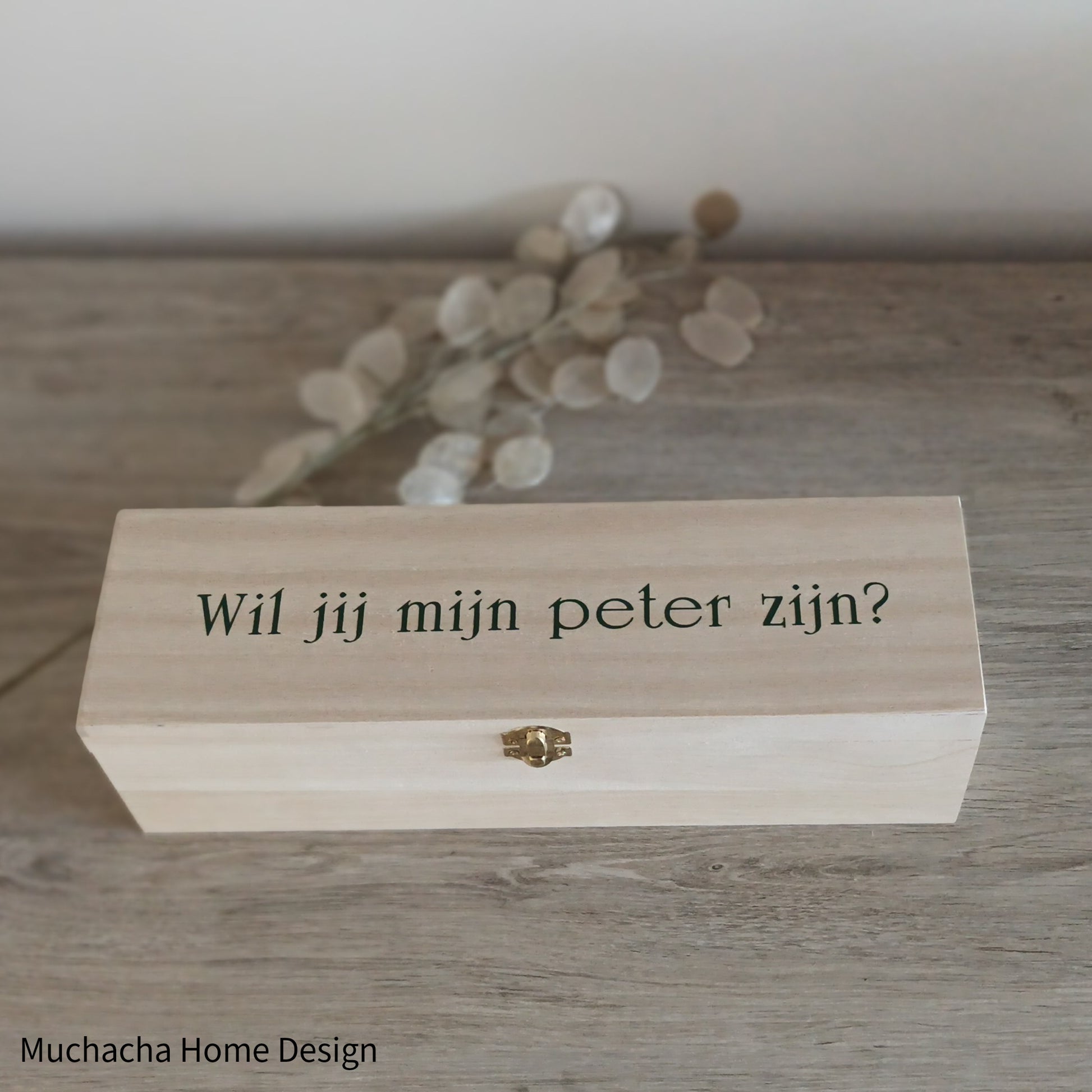 Wijnkist - Wil jij mijn peter worden? - Cadeautip - Gepersonaliseerd- Muchacha  Home Design - Dendermonde