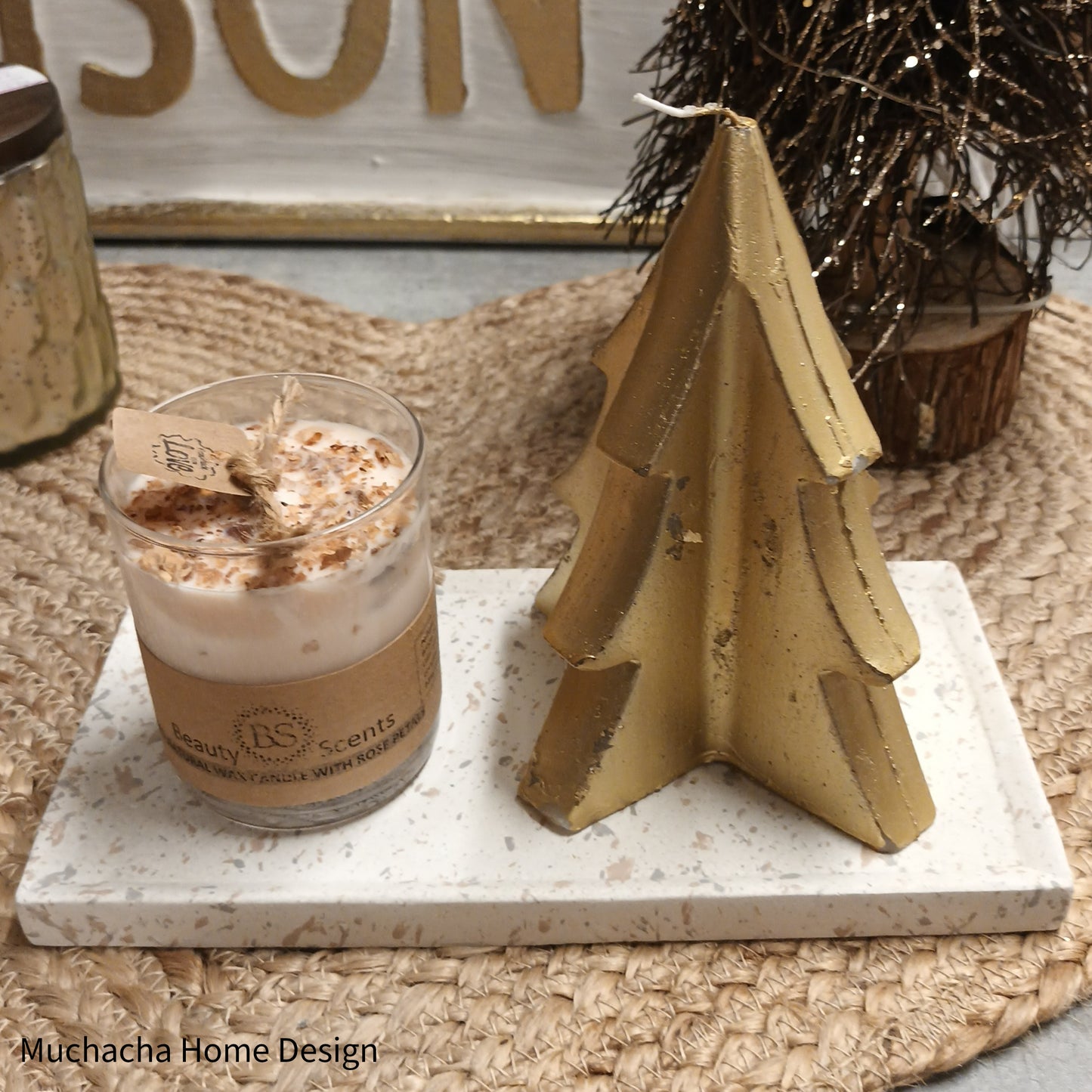 Kerstboom kaars - Goud