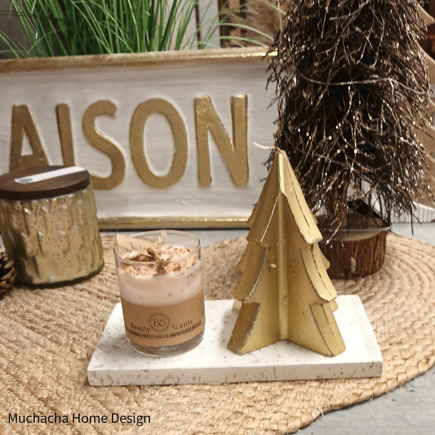 Kerstboom kaars - Goud