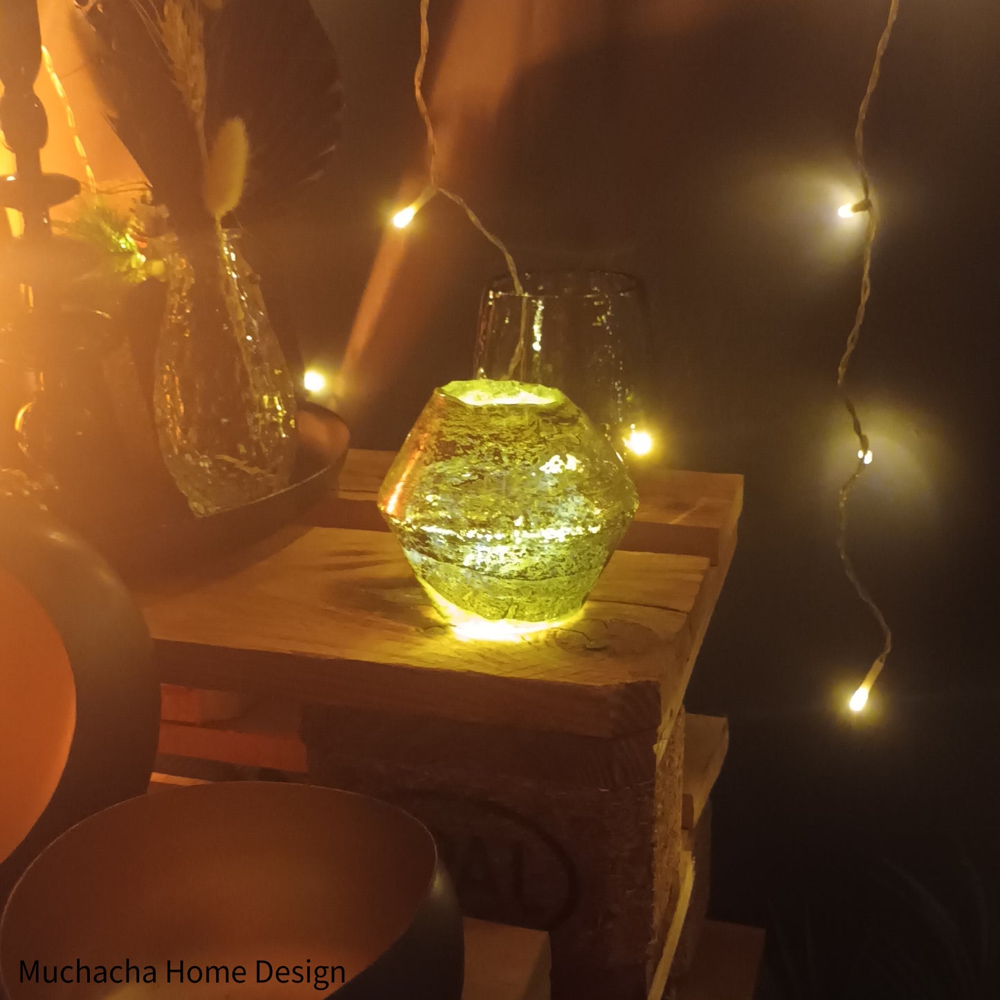 Kaarsenhouder - Bronsgoud - Craquelé