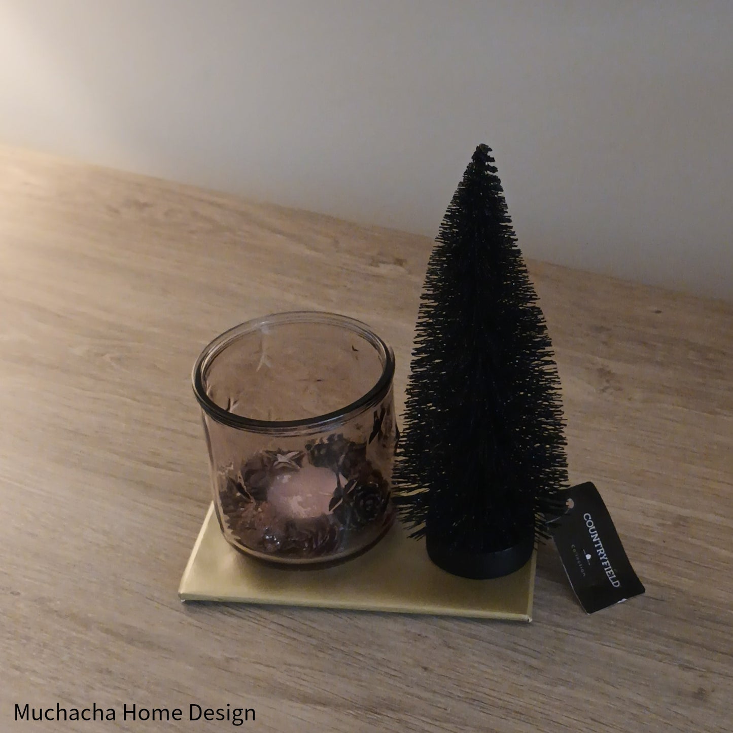 Kerstset - Kaarsenhouder kerst & zwarte kerstboom