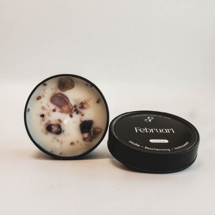 Maandblikje - Oktober - Geurkaars met edelstenen