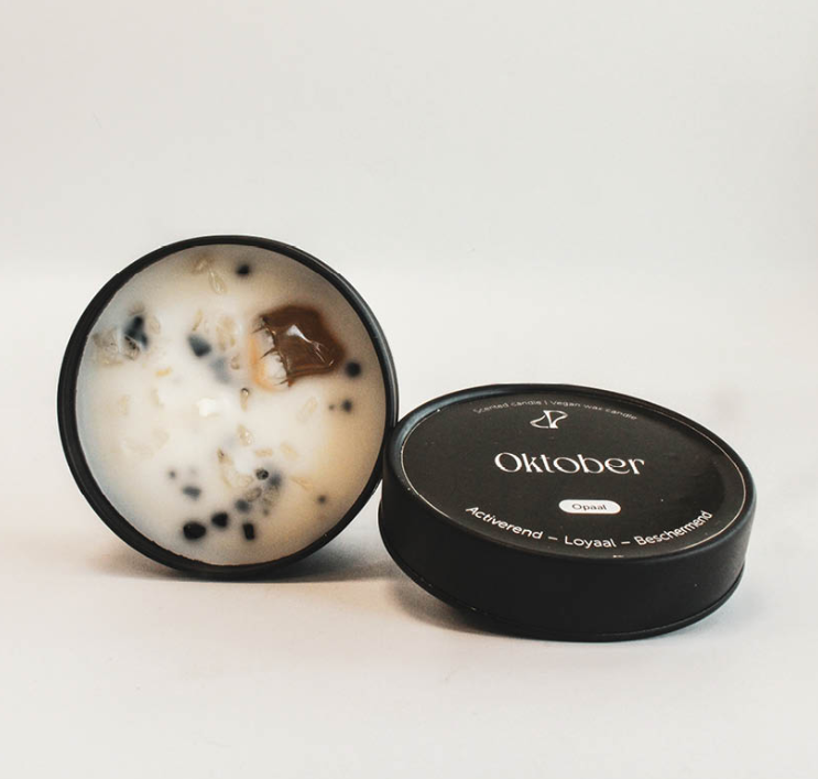 Maandblikje - Oktober - Geurkaars met edelstenen