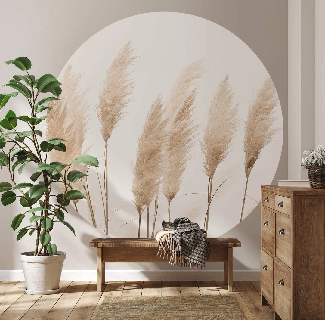 Muurcirkel - Forex - Pampas - 100 cm - verkrijgbaar in 2 designs Pampasgras