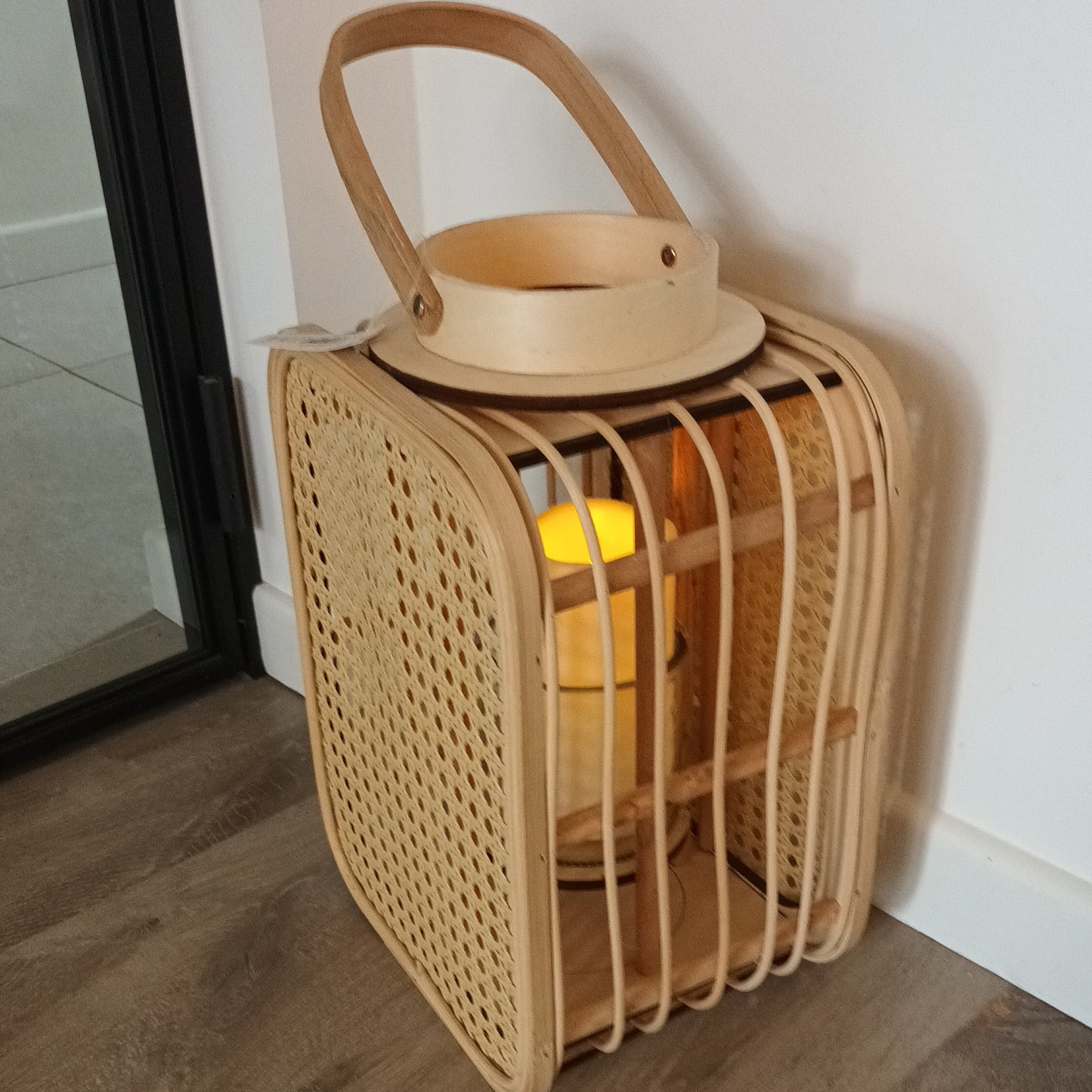 Houten rotan lantaarn L