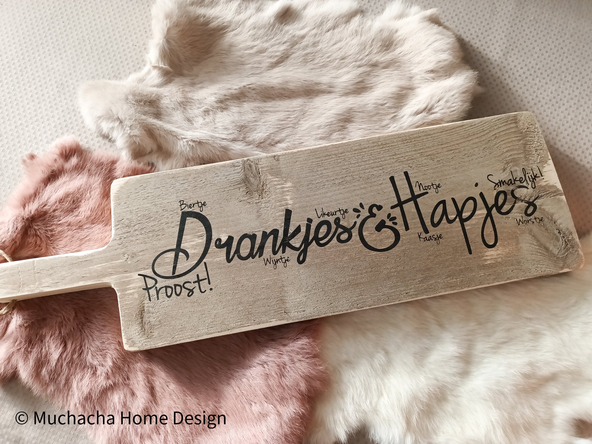 Tapasplank - Snijplank - 50cm - Tekst Drankjes&Hapjes- Muchacha Home Design